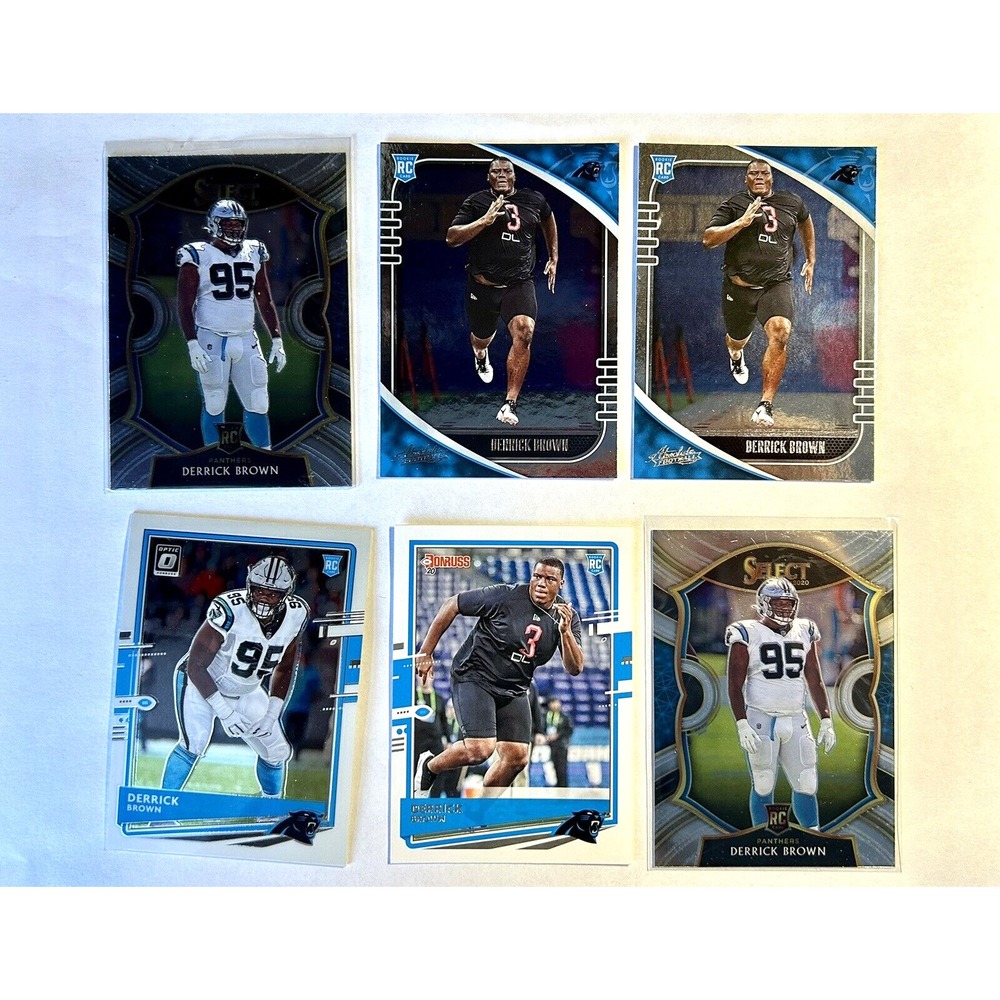 Derrick Brown Carolina Panthers Panini Lot of 6 Football Cards (X8)
